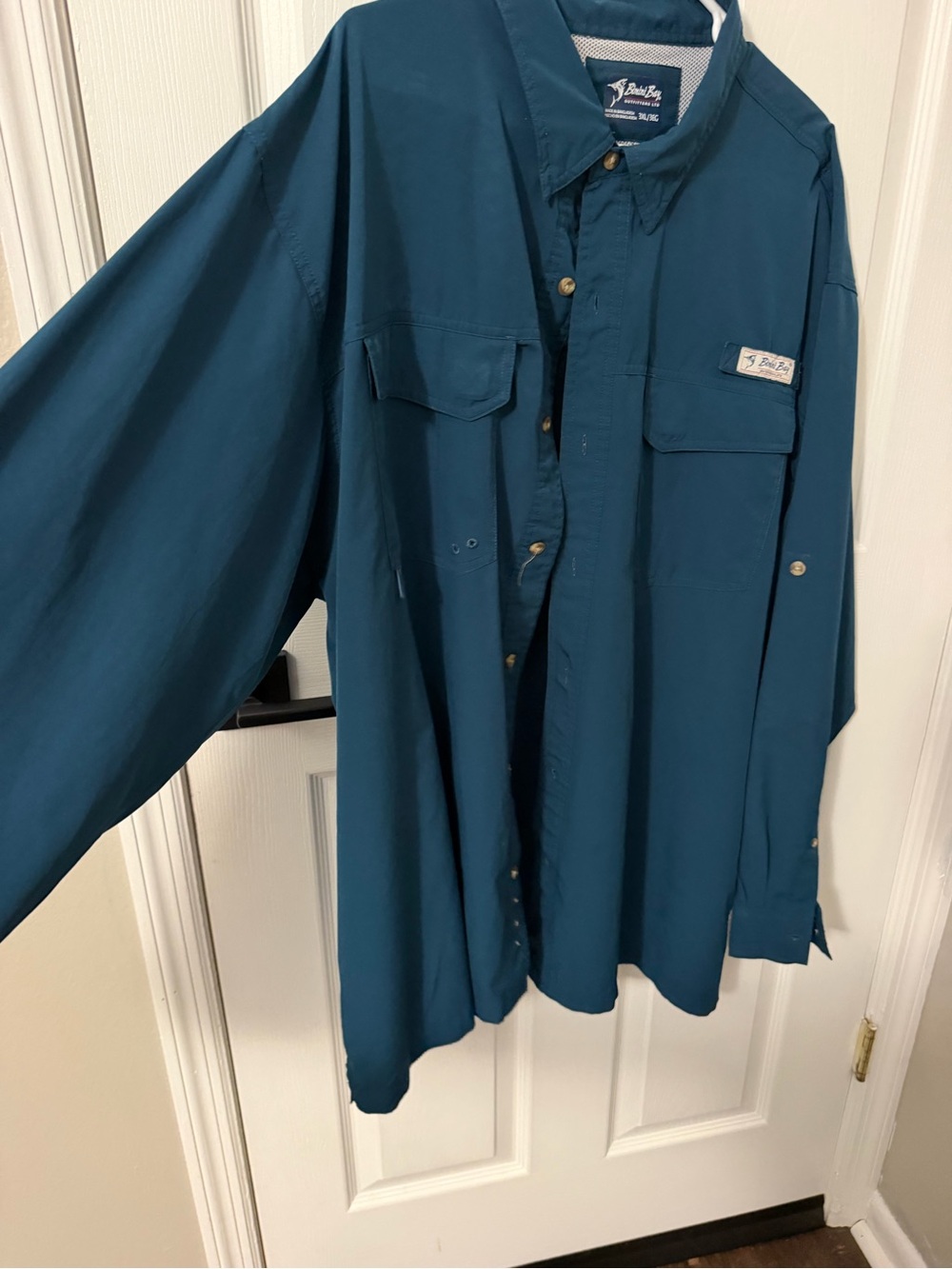 Bimini Bay Men's Teal Long-Sleeve Casual Button-Down Shirt